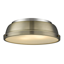 Golden 3602-14 PW-AB - Yep by Golden Lighting Duncan 2-light Flush Mount in Pewter and Aged Brass shade